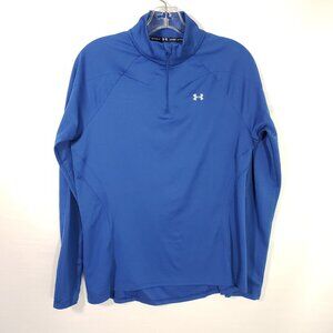 Under Armour Womens M Blue HeatGear Base Layer Quarter Zip Long Sleeve Pullover